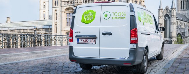 Siedem chłodni Mercedes-Benz eVito rozwozi „diety pudełkowe” w belgijskiej firmie HelloFresh.