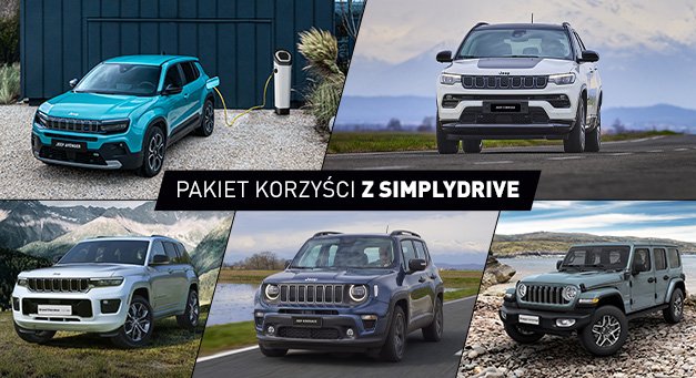 Jeep Avenger nawet za 690 zł netto miesięcznie! SimplyDrive. Nowoczesny program finansowania samochodów marki Jeep.