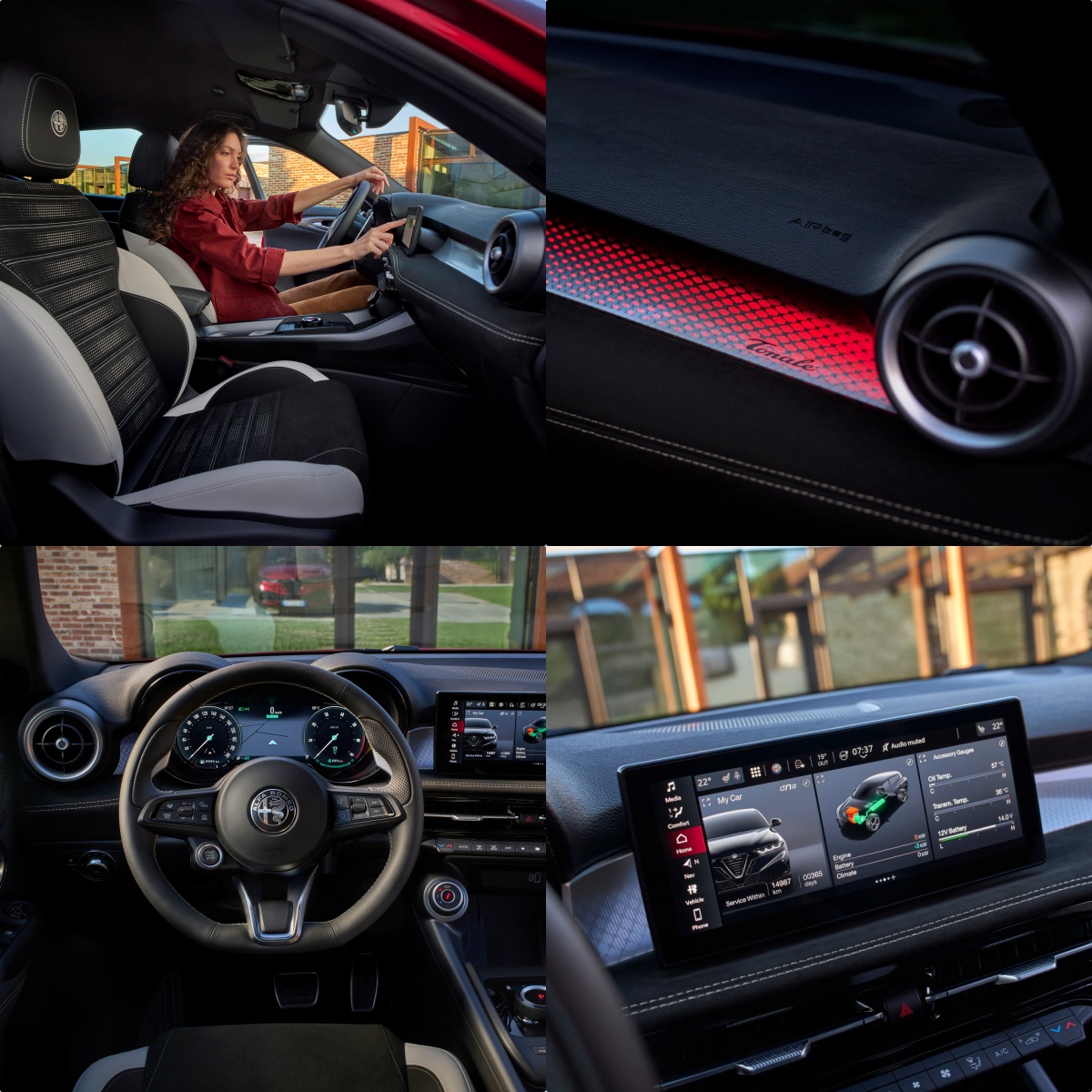 Na zdjęciu widać elementy wnętrza nowego modelu Alfa Romeo Tonale.