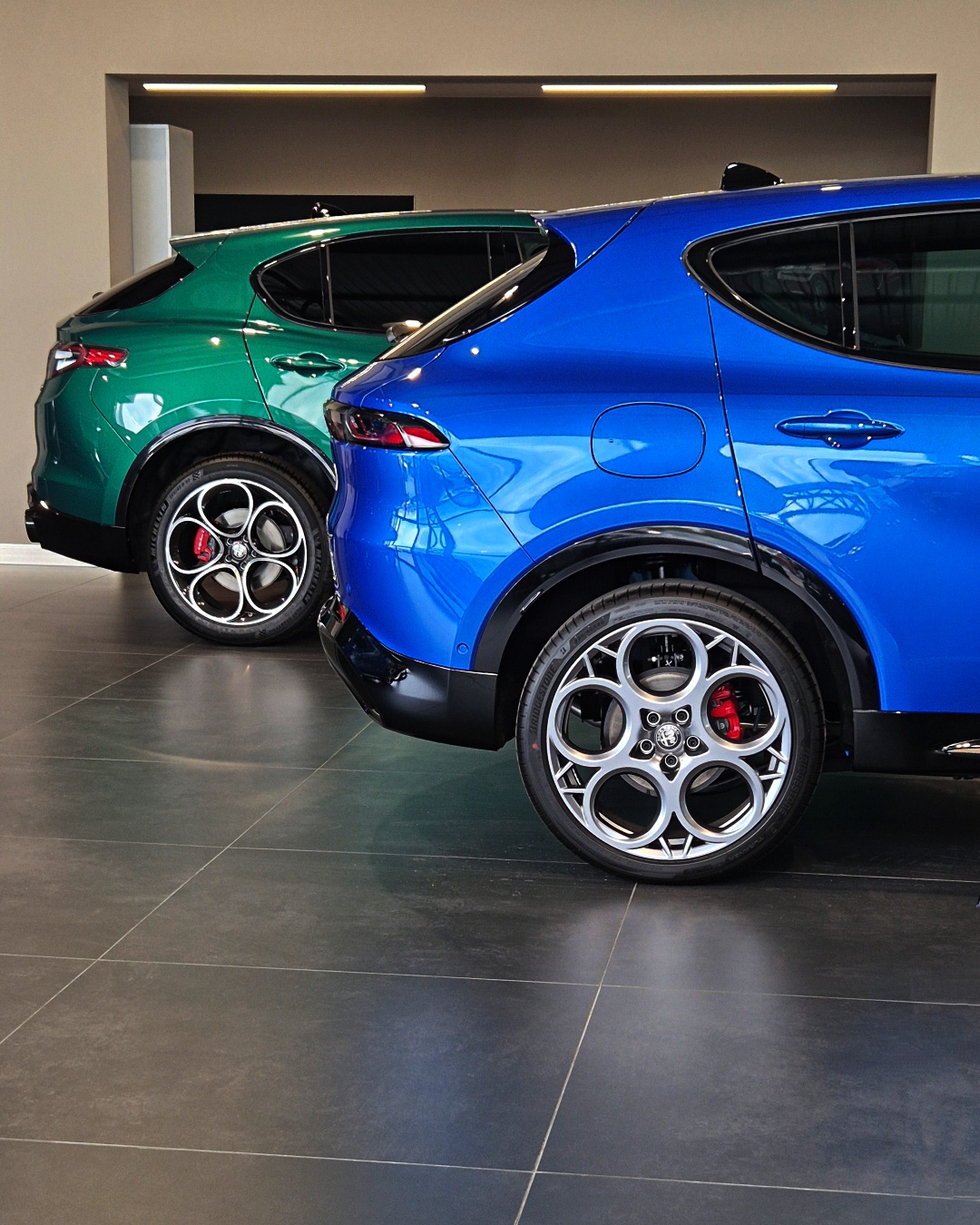 Na zdjęciu widoczne są samochody Alfa Romeo na salonie w Starowej Górze