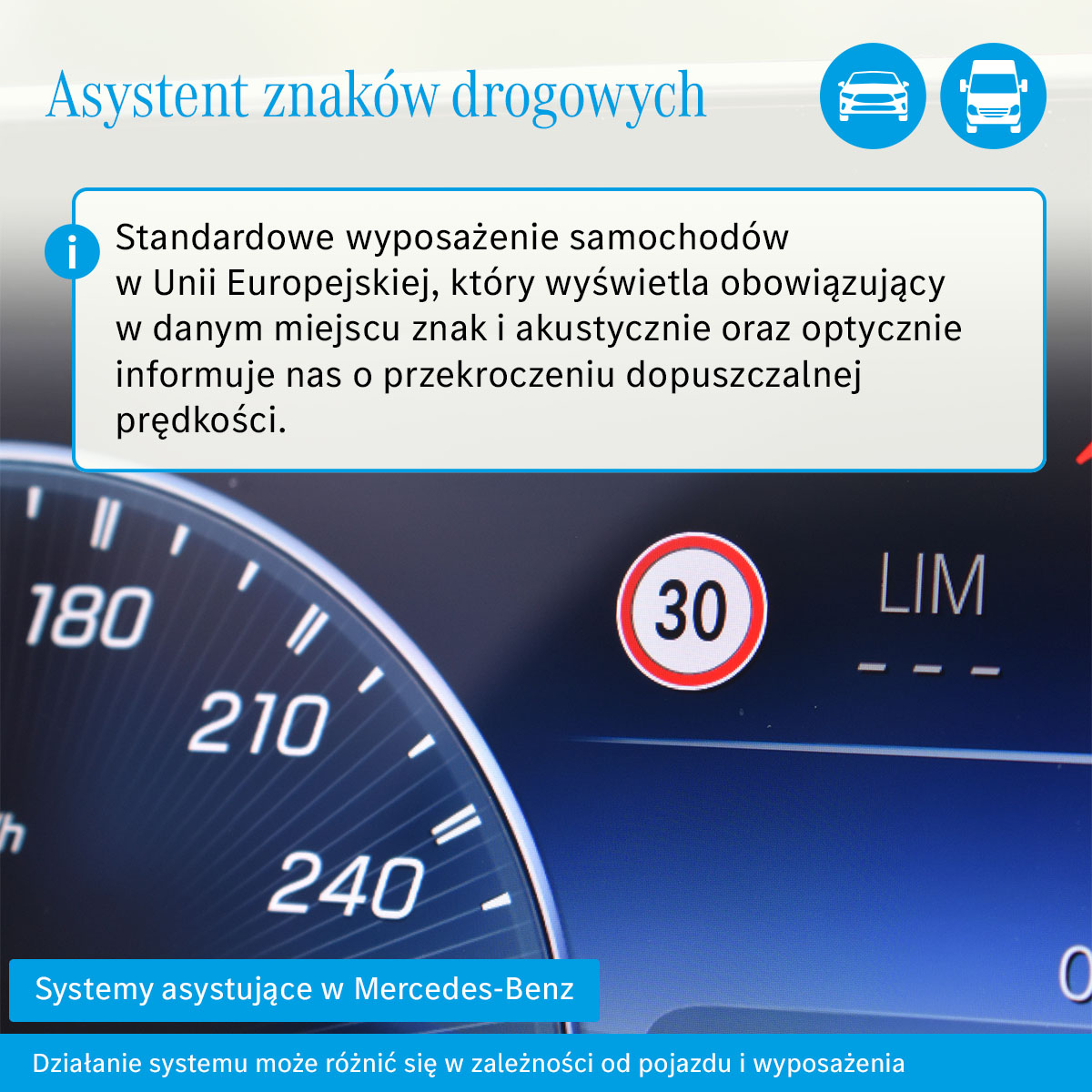 Asystent znaków drogowych - Mercedes-Benz