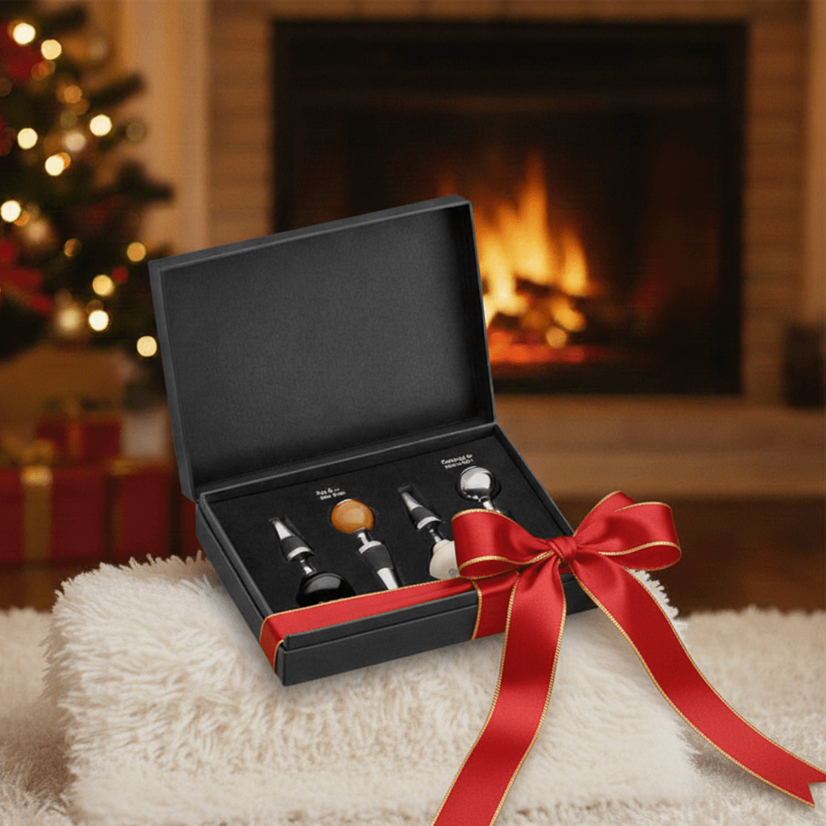 Na ekranie widzisz propozycję prezentu świątecznego z logo Mercedes-Benz: korki do wina