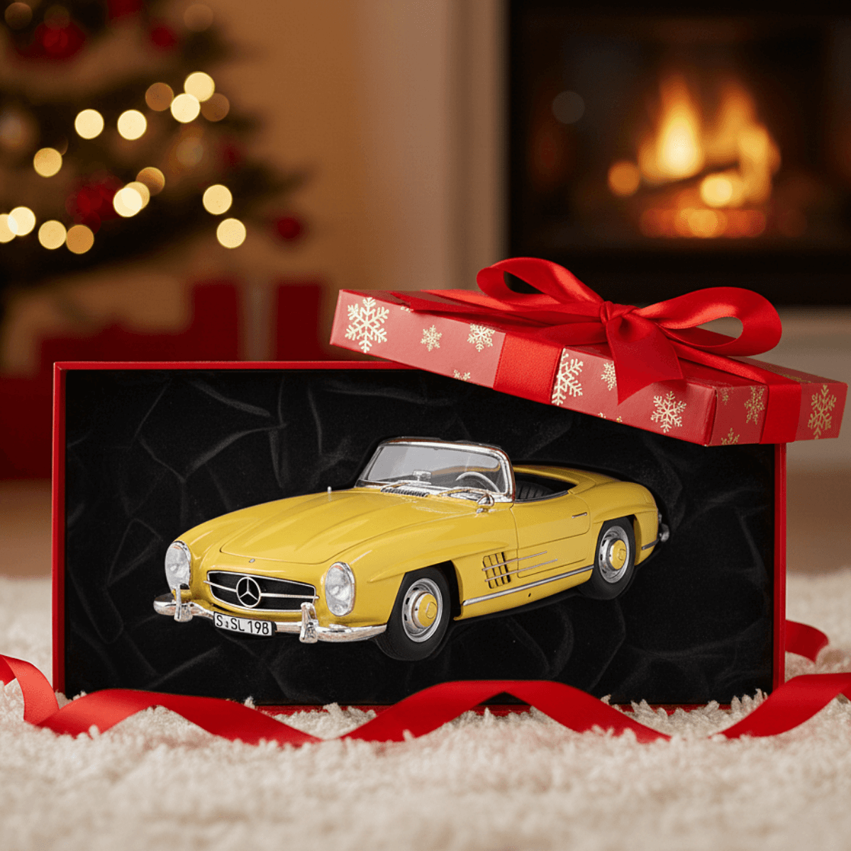 Na ekranie widzisz propozycję prezentu świątecznego z logo Mercedes-Benz: modelik w skali 1:18 SL Roadster